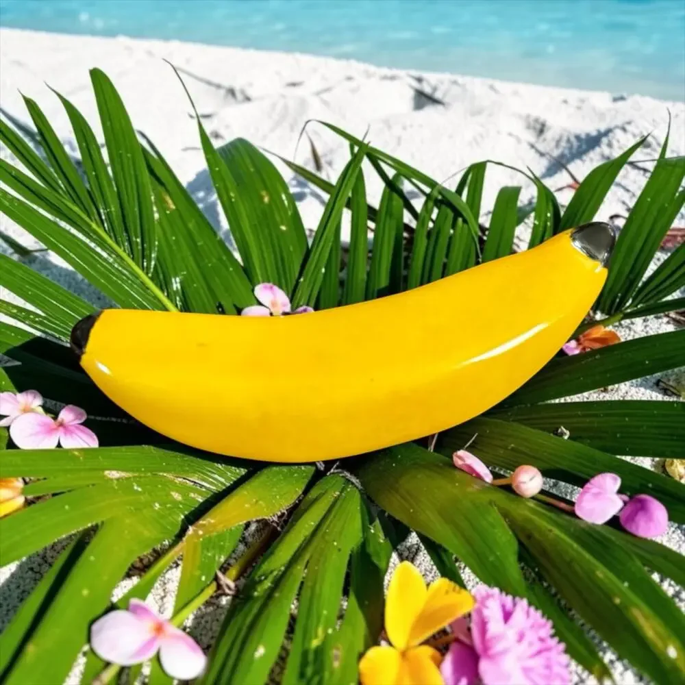 1970s Banana Brooch Yellow Ceramic Fruit Pin Deadstock Kitsch Pop Art
